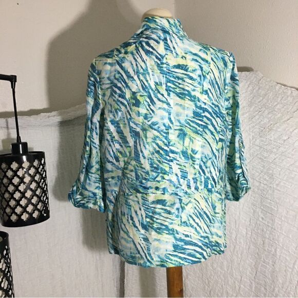 Chico's Aqua Print Size M (1) - Picture 4 of 12
